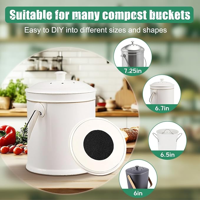7.25 Inch Charcoal Filters for 10 Pack Kitchen Countertop Compost Bins - Image 7
