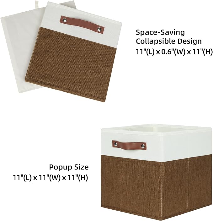 HNZIGE Fabric Cubes Storage Bins Set of 4, 11 x 11 Clothes Storage Cube Baskets - Image 5