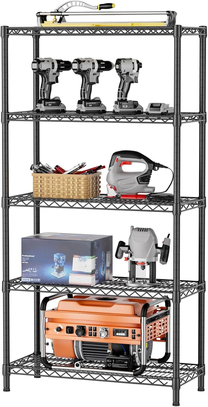 SINGAYE Shelf Closet Wire Shelving：Adjustable Metal Unit for Laundry Room Organization Bathroom Kitchen Home Garage Storage Pantry Rack Shelves
