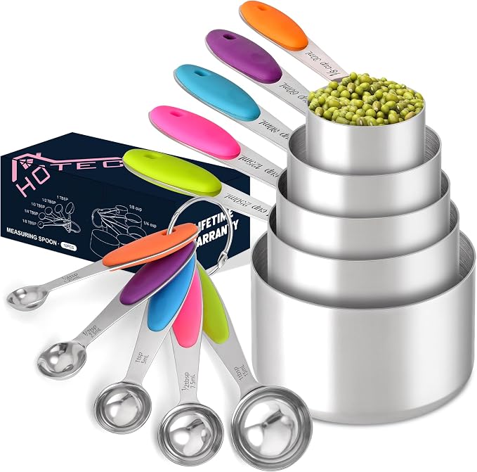 HOTEC 10-Pack Measuring Cups &Spoons Set, Kitchen Gadagets Cooking Baking by Hotec