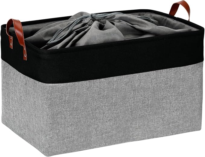 DULLEMELO Extra Large Canvas Fabric Storage Basket, 70L Foldable Closet Storage by DULLEMELO