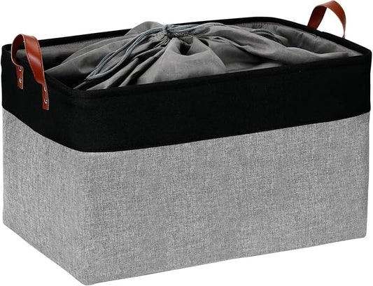 DULLEMELO Extra Large Canvas Fabric Storage Basket, 70L Foldable Closet Storage by DULLEMELO