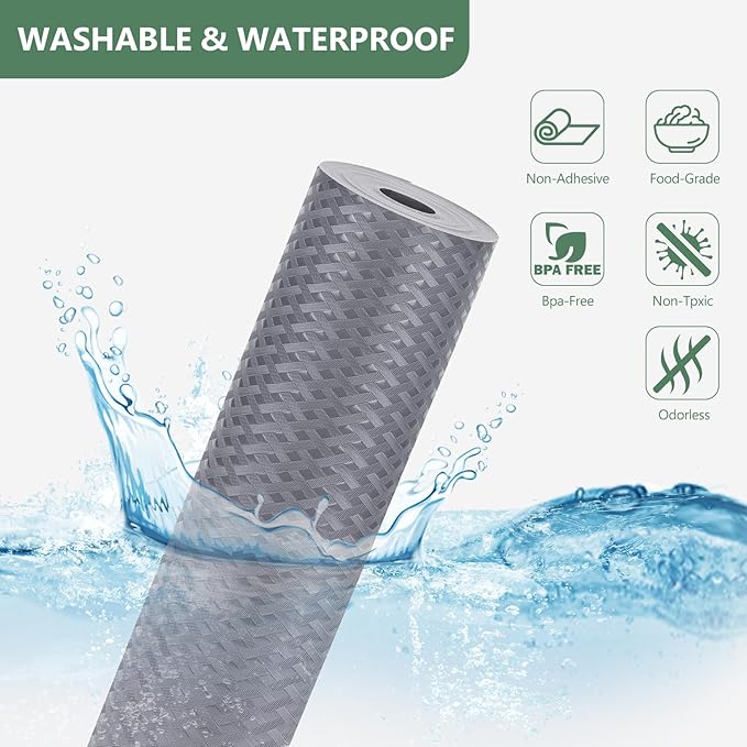 Shelf Liners, Non-Adhesive Drawer Liner, Waterproof & Oil-Proof Kitchen Cabinet - Image 2
