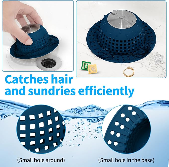 Shower Drain Hair Catcher, Bathtub Drain Cover Foldable Silicone Shower & Tub - Image 5