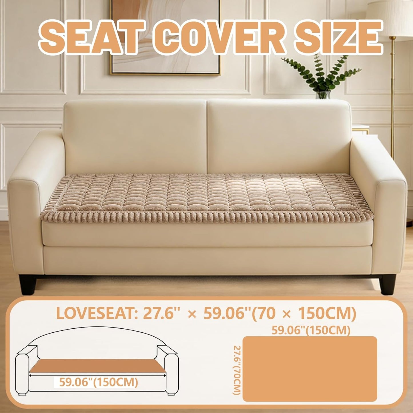Couch Cover for Dogs Washable,Non Slip Fuzzy Durable Couch Covers for 3 Cushion Sofa Pet Friendly Sofa Cover Dog Thick Soft Slipcovers Protector Couches Mat Bed (Brown, 27.6" x 59"/70 x 150cm)