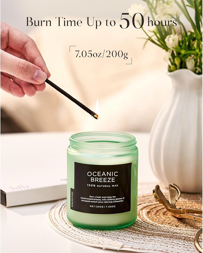 M&SENSE Candle Oceanic Breeze Scented Candle, Long Lasting Pineapple & Mango - Image 4