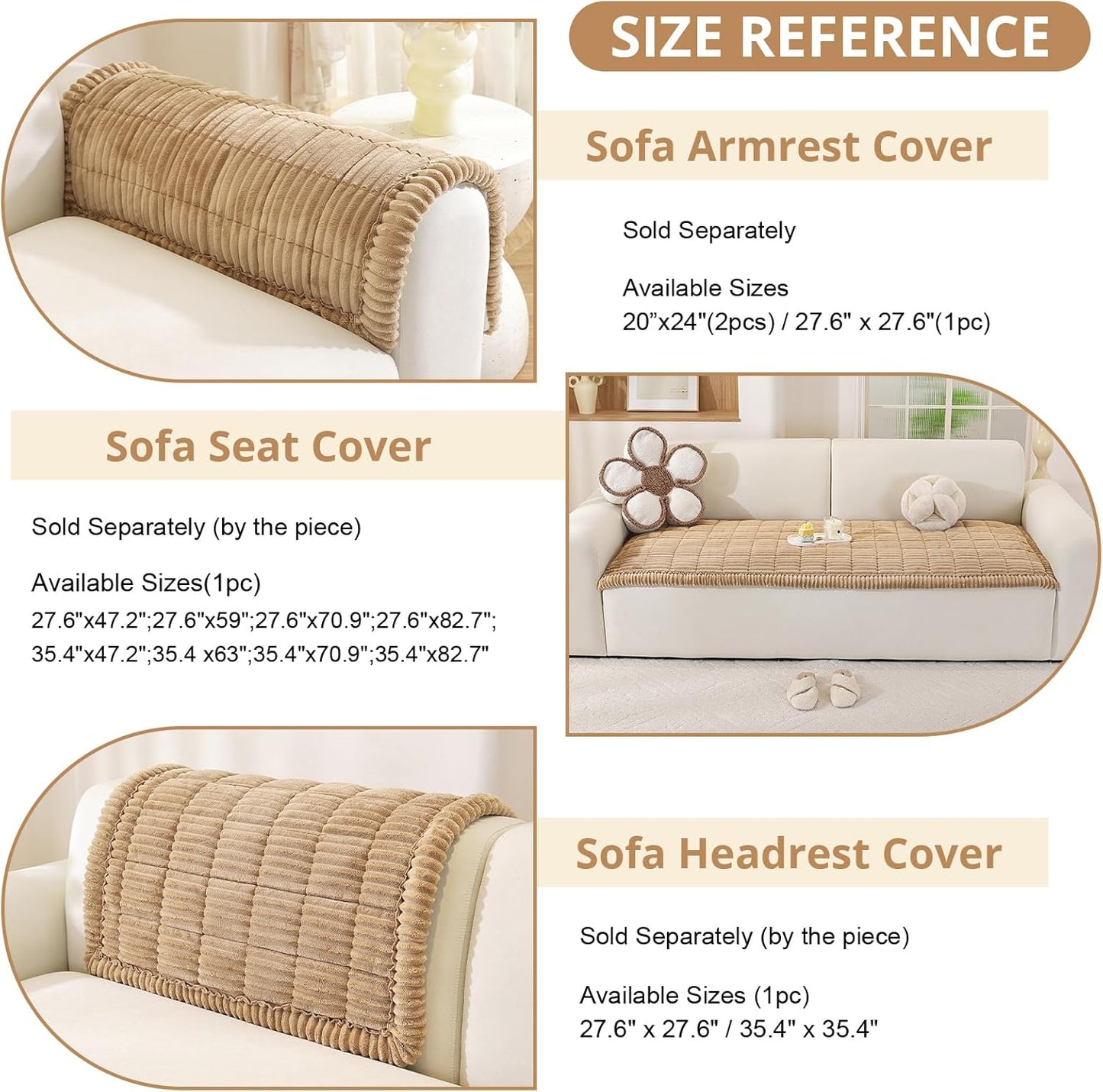 OstepDecor Couch Cover for Dogs, Washable Non Slip Sofa Cover for Pets, Soft Couch Covers for Sofa, Loveseat and Sectional, Furniture Protector Against Pet Hair & Scratches (20" x 24", Khaki)