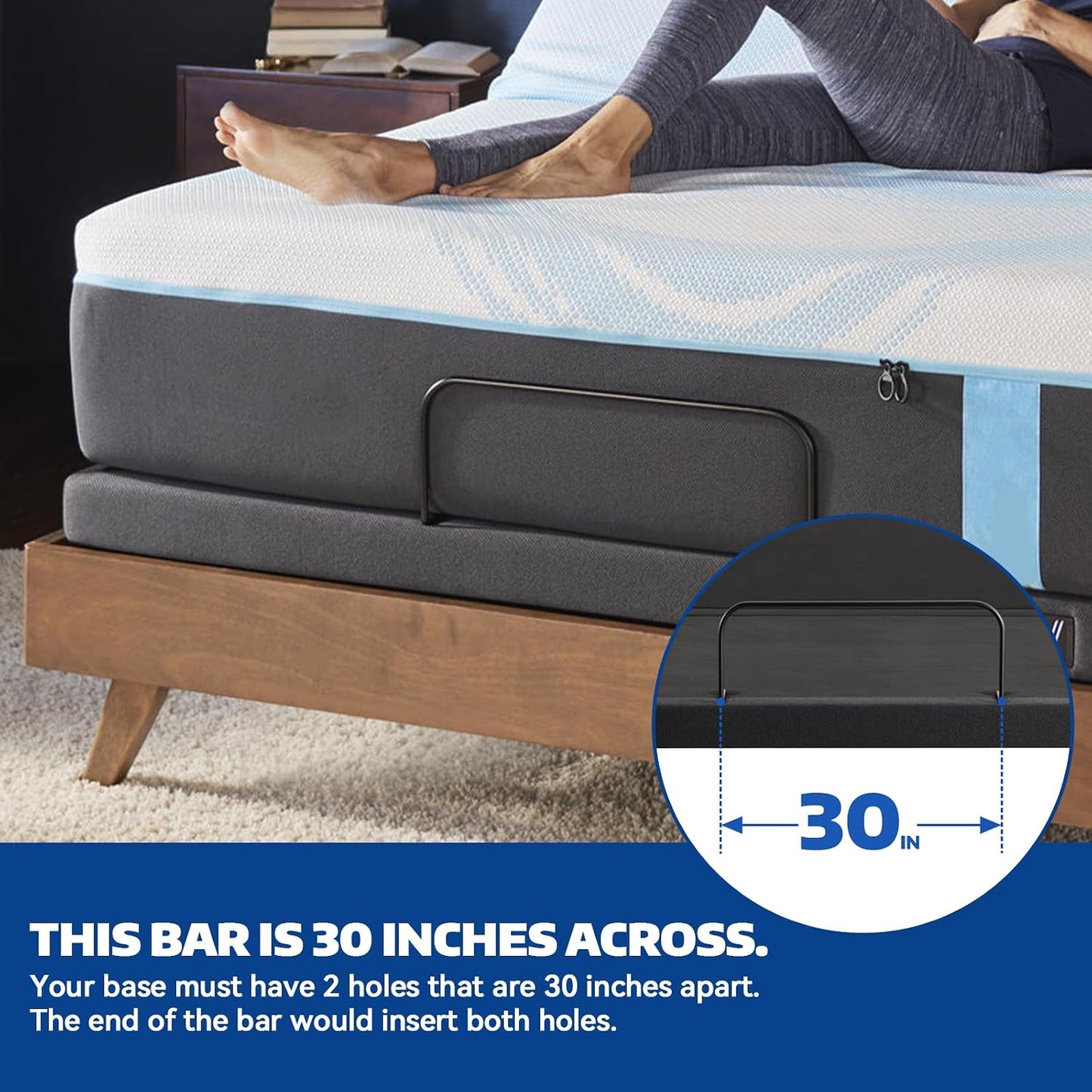 30 inches Across Mattress Retainer Bar Model 63000881 fits Tempur-Pedic Ergo(for King Size Base)，can not be Used for Lifting The Adjustable Bed !