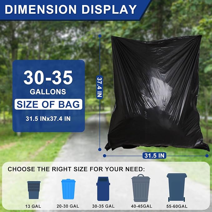 30-35 Gallon Black Trash Bags 120 Count - Image 3