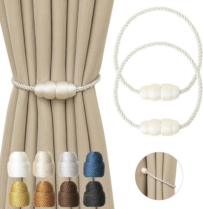 Magnetic Curtain Tiebacks Rope Tie Backs 2 Pack Curtains Holders by CurtainTiebacks