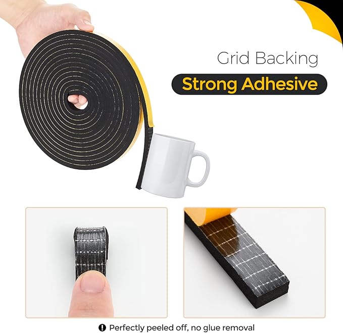 60 Feet Weather Stripping Door Seal, 1/4" Wide X 1/8" Thick Door Seal Strip - Image 2
