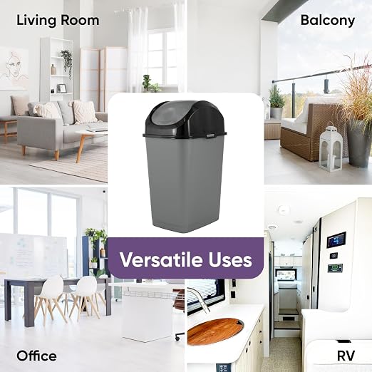 Superio Office Trash Can with Lid 9 Gallon Kitchen Garbage Can Bedroom Waste - Image 5