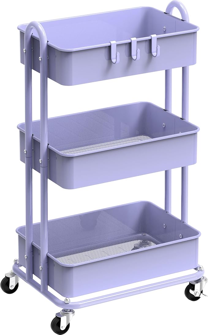 Simple Houseware 3-Tier Heavy Duty Metal Utility Rolling Cart by SimpleHouseware