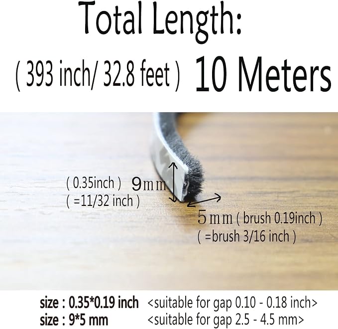 Weather Stripping Brush for Sliding Windows/Doors Frame Side, Pile Self - Image 2