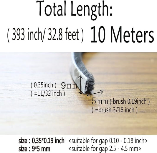 Weather Stripping Brush for Sliding Windows/Doors Frame Side, Pile Self - Image 2