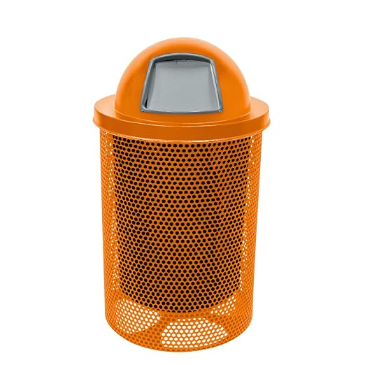 COATEDOUTDOORFURNITURE RDT-P-ORG Heavy Duty Round Trash Receptacle by CoatedOutdoorFurniture