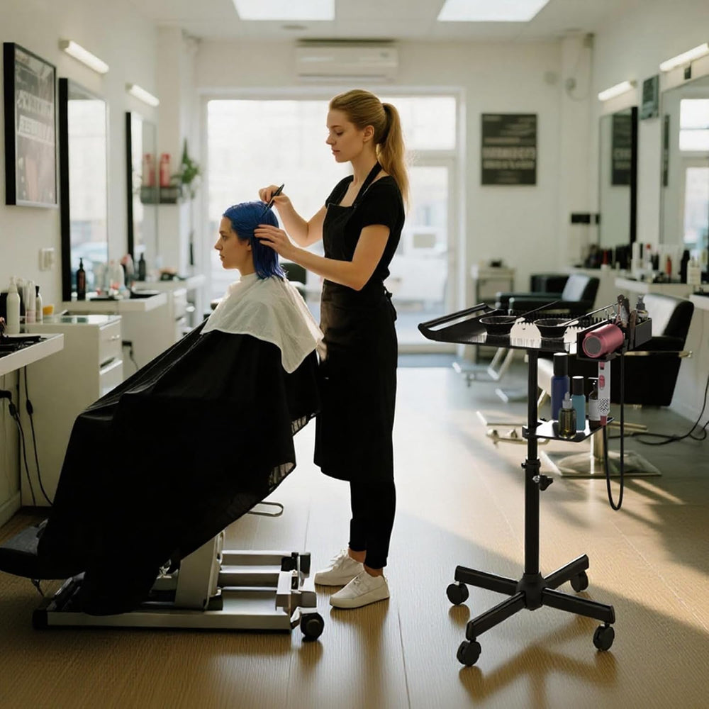 Hairstylist Tray on Wheels, Rolling Salon Tray with Holder and Hair Separator...