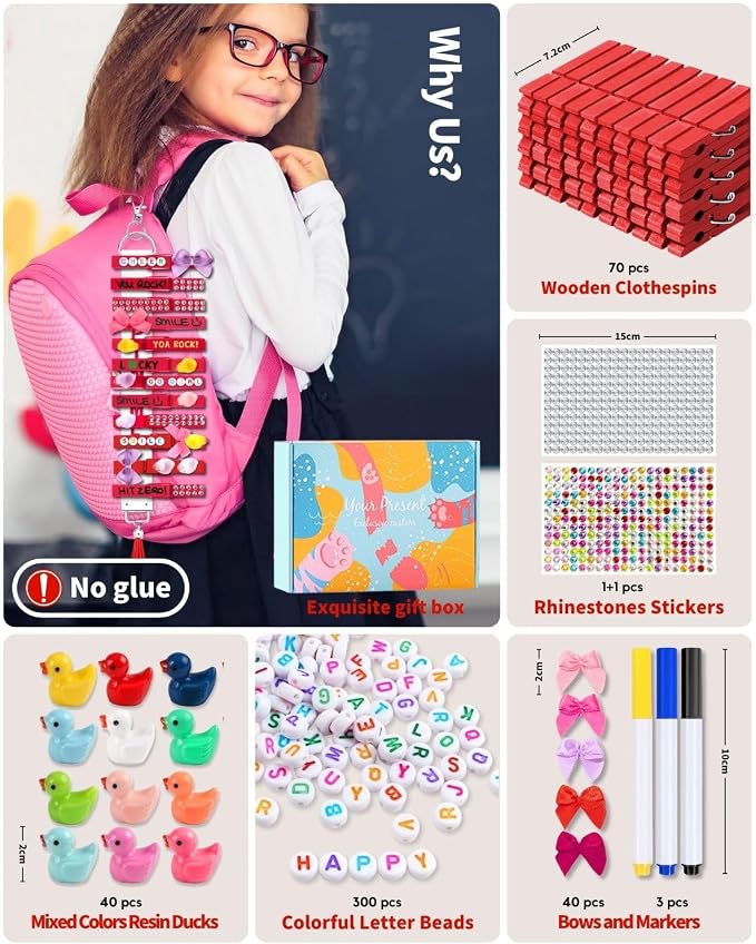 Cheer Pins for Backpack Cheer Stuff Kit 70 Red Colored Clothes Pins - Image 3