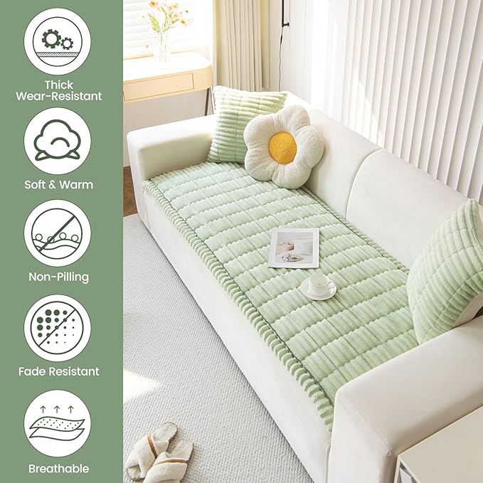 OTOB Dog Couch Covers for 3 Cushion Washable Non Slip Plush Pet Friendly Bed - Image 2