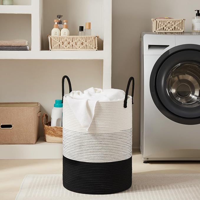 Fiona's magic Cotton Rope Laundry Hamper, Tall Woven Laundry Basket Storage - Image 2