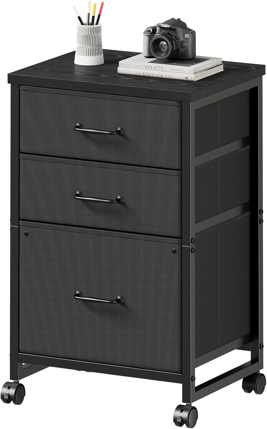 Maihail 3 Drawer File Cabinet on Wheels Fits A4 Size for Home Office