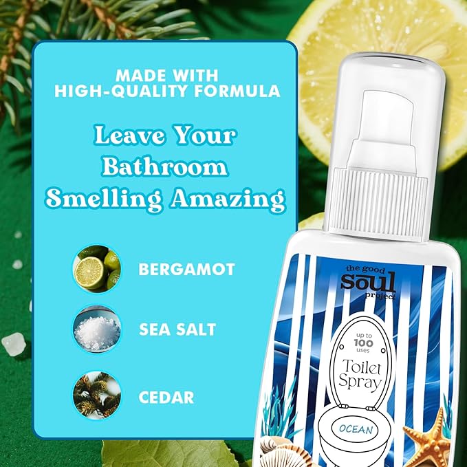 Toilet Spray, Ocean Scent, Eliminates Bathroom & Toilet Odors, Travel Size Air - Image 2