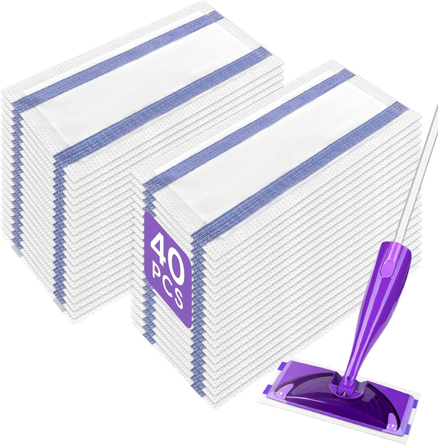 Spray Mop Pad Refill Compatible with Swiffer WetJet Multi Surface Cleaner, Disposable Multi-Layers Mopping Pads for All Hard Surface, Especially Hardwood Floor, High Thickness & High Absorbent, 40 pcs