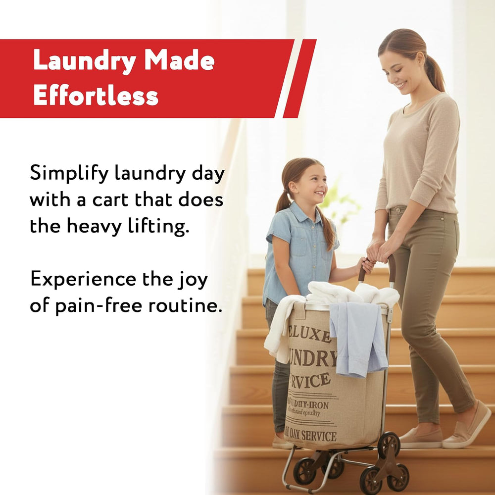 dbest products Stair Climber Laundry Trolley Dolly, Beige Laundry Bag Hamper ...