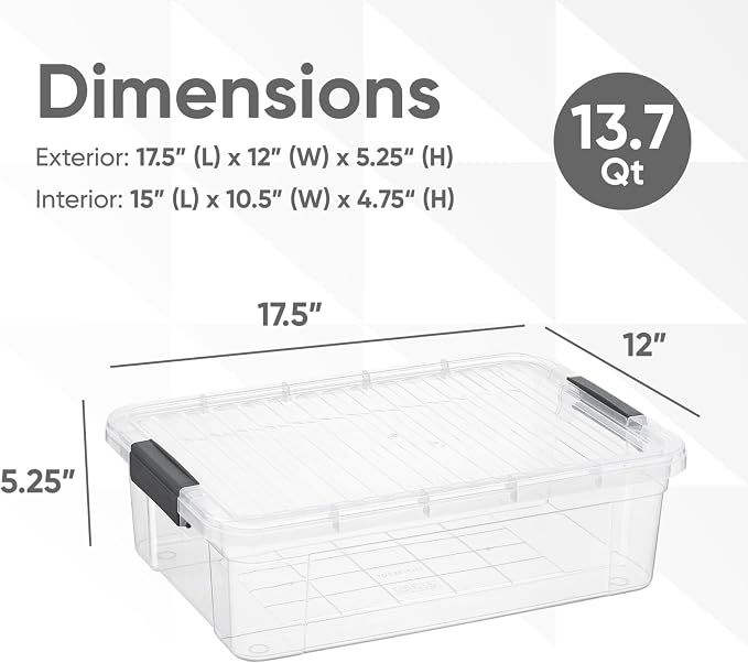 Superio Storage Bins with Lids, Stackable Totes, BPA Free, Odor Free, Organizer