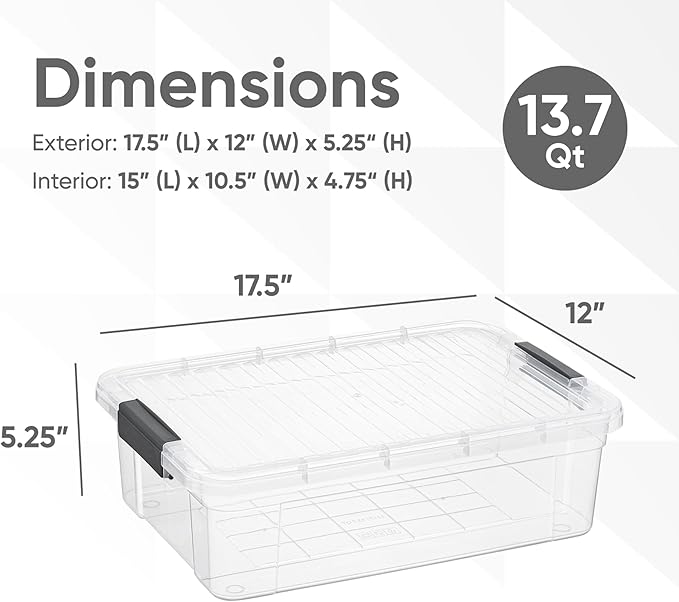 Superio Storage Bins with Lids, Stackable Totes, BPA Free, Odor Free, Organizer