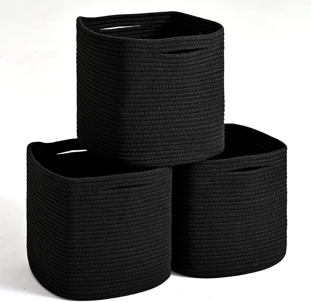 11 Inch Cube Storage Bins, Storage Cube Organizer Bins, Woven Cotton Rope Basket