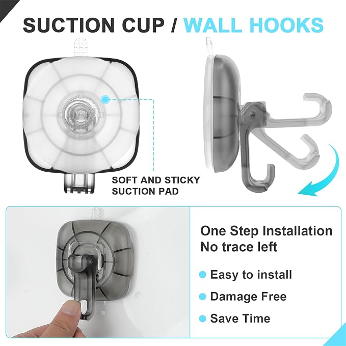 22 lb Heavy Duty Suction Cup Hooks 4 Pack - Image 3