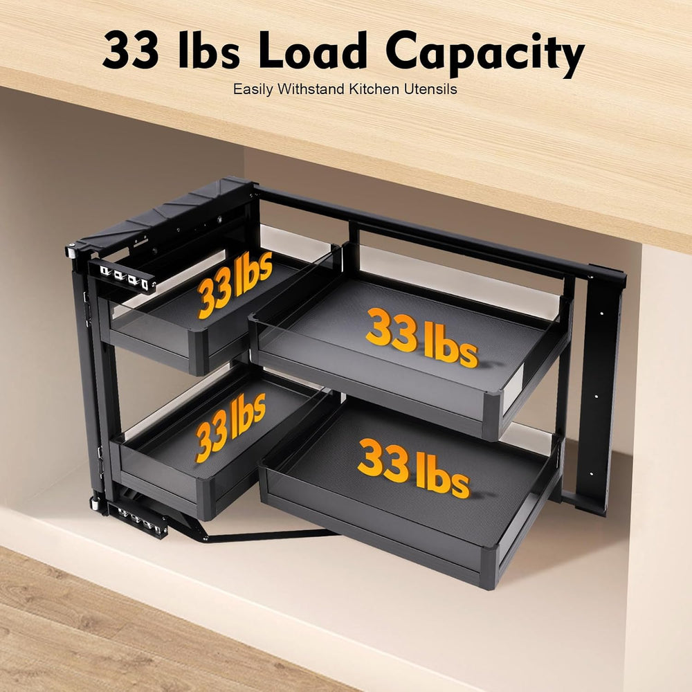 Blind Corner Cabinet Pull Out Organizer 2 Tier with 4 Detachable Shelves Magi...