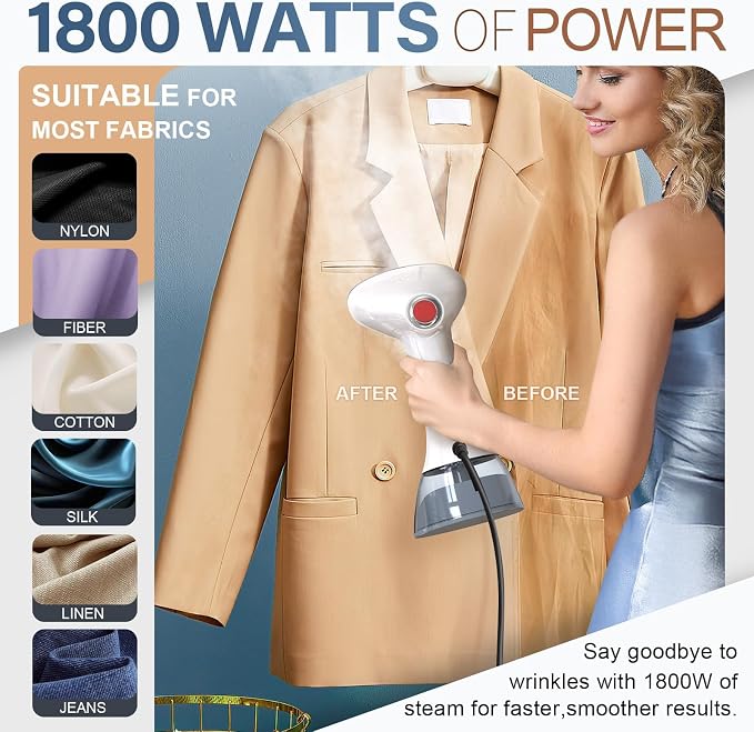 Steamer for Clothes, 1800W Fast Heat-up Clothes Steamer Handheld Garment Steamer - Image 3