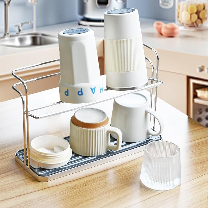 Bottle & Cup Drying Rack with Drain Tray - Image 4