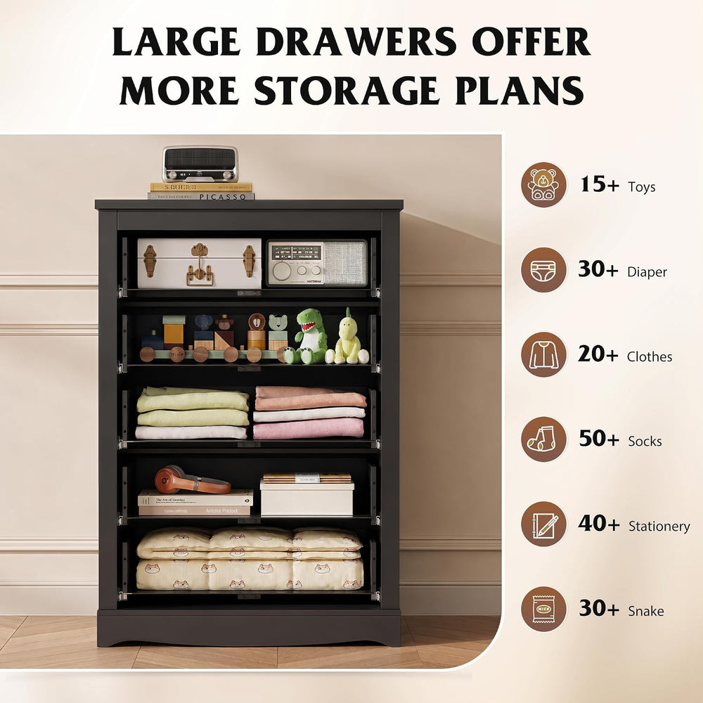 WLIVE 5 Drawer Dresser, 45" Tall Dresser for Bedroom with Exclusive Anti...