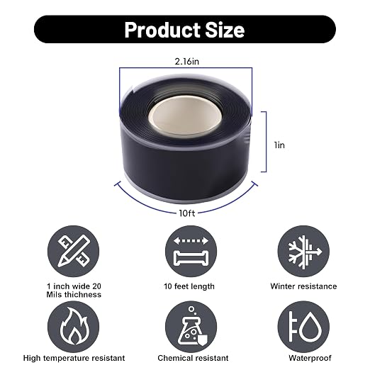 Self Fusing Silicone Tape 4 Rolls 1 in x 10' Black Waterproof Rescue Tape - Image 2