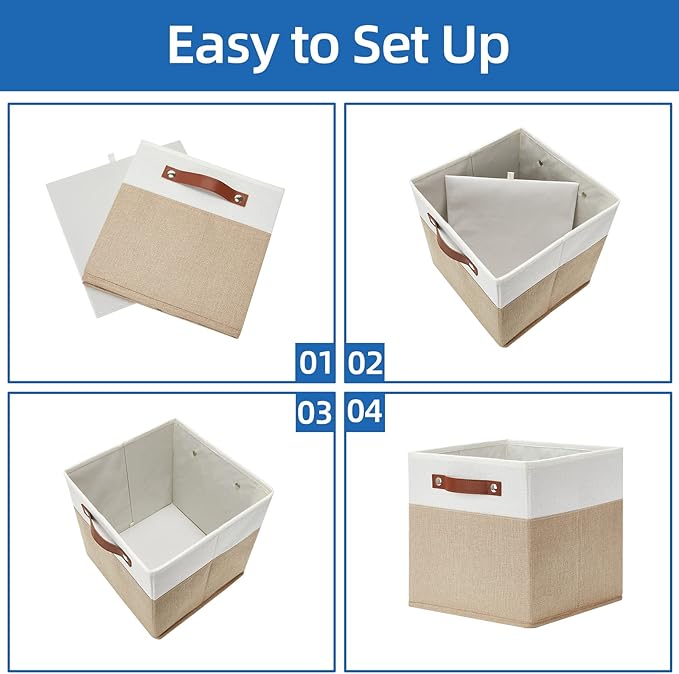 Temary Fabric Storage Cubes Bins, 11 inch Cube Storage Baskets, Foldable Cube - Image 7
