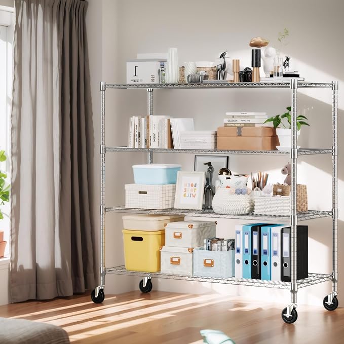 Himimi 72" H Storage Shelves 4 Tier Metal Shelving Adjustable Wire Shelf - Image 4