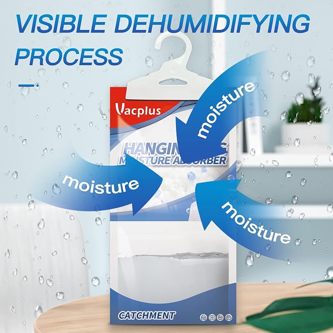Vacplus Moisture Absorbers, Hanging Closet Dehumidifier Bags, Humidity Packs - Image 3