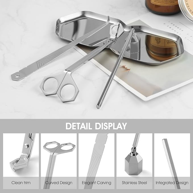 PATOISE 4 in 1 Candle Accessory Set, Wick Trimmer, Candle Snuffer, Wick Scoop - Image 2