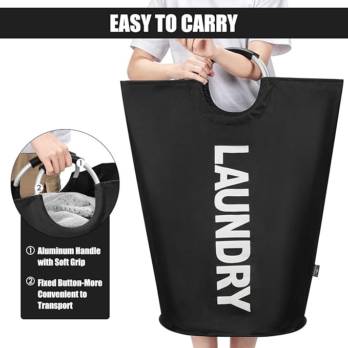 DOKEHOM 125L X-Large Laundry Basket, Collapsible Laundry Bag, Freestanding Tall - Image 5