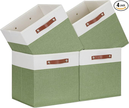 Temary 13 Inch Cube Storage Bin 4 Pack Fabric Storage Cubes Fabric Storage Bin by TEMARY