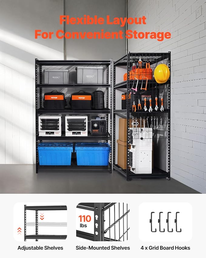 VEVOR Storage Shelves, 3000 lbs, 5 Tier Heavy Duty Garage Shelving, - Image 5