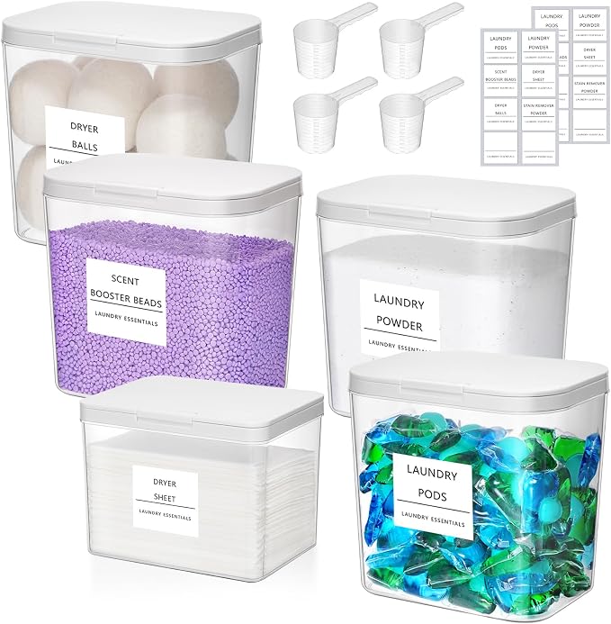 Lifewit 4+1 Laundry Pods Container & Dryer Sheet Holder, Large Powder Detergent by Lifewit