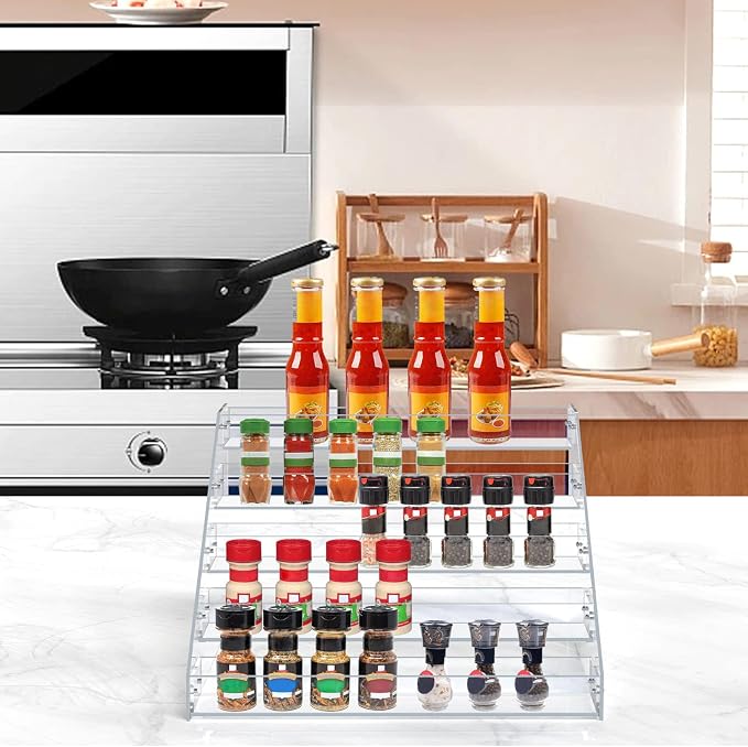 PMMASTO Tiered Spice Rack, Seasoning Organizer, Kitchen Organization and Storage - Image 3