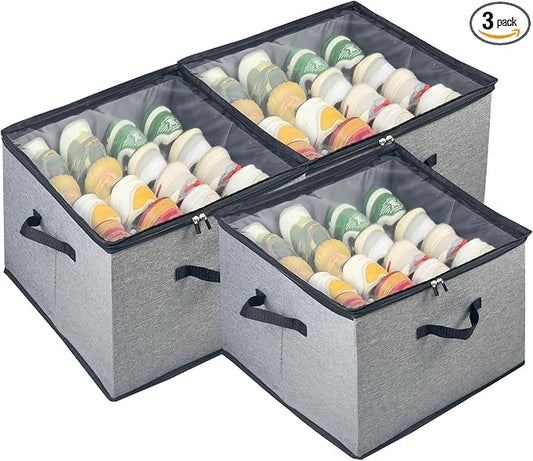 Shoe Organizer for Closet, 3 Pack Shoe Storage Bins by Vexalora