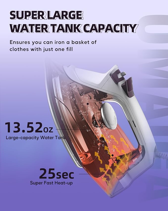 Steam Iron for Clothes - 1750W Iron - Image 6