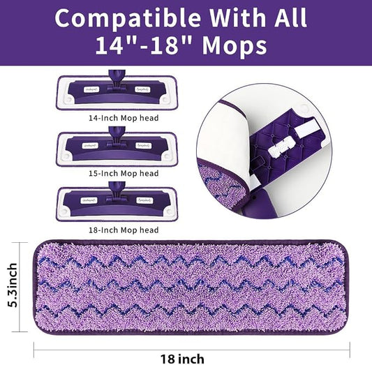 18 inch Mop Pads Refills, 3 Pack Microfiber Reusable Replacement Mop Pads Flat - Image 2