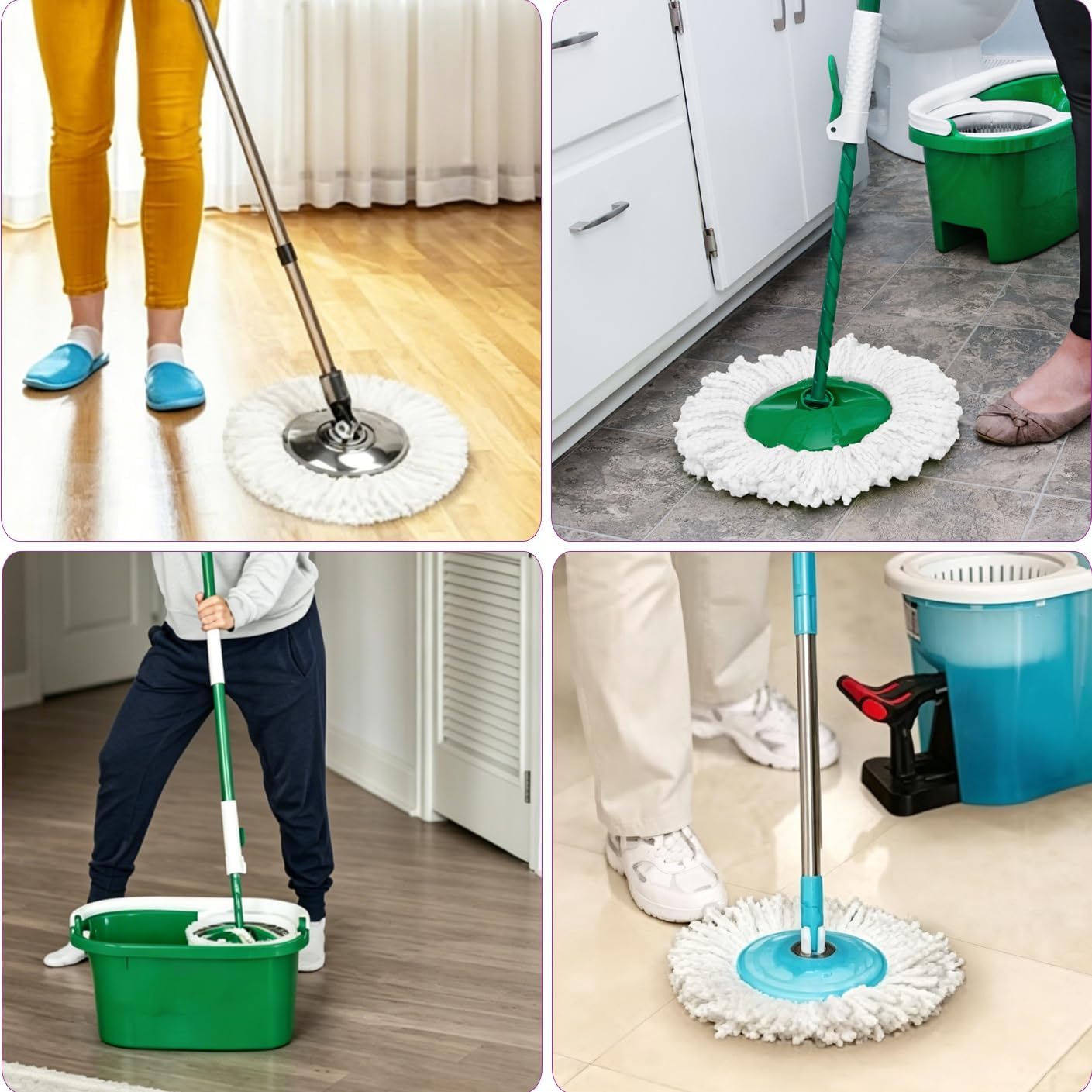 Spin Mop Replacement Heads, 6.3 Inch Microfiber Mop Refills Compatible with Hurricane, Mopnado, Simpli Magic and Other 360° Spin Mop Systems, Round Standard Universal Mop Pads (White) - 3 Pack